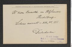k.k. naturhistorisches Hofmuseum, Intendanzakten 1885-1896 (Hauer), Aktenzahl Z.622/1891, Seite 1